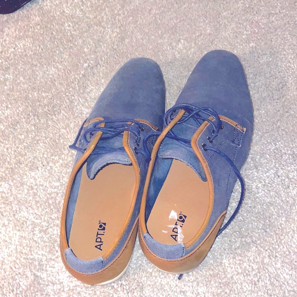 Apt 9 blue and brown oxfords laceup canvas shoes size 12